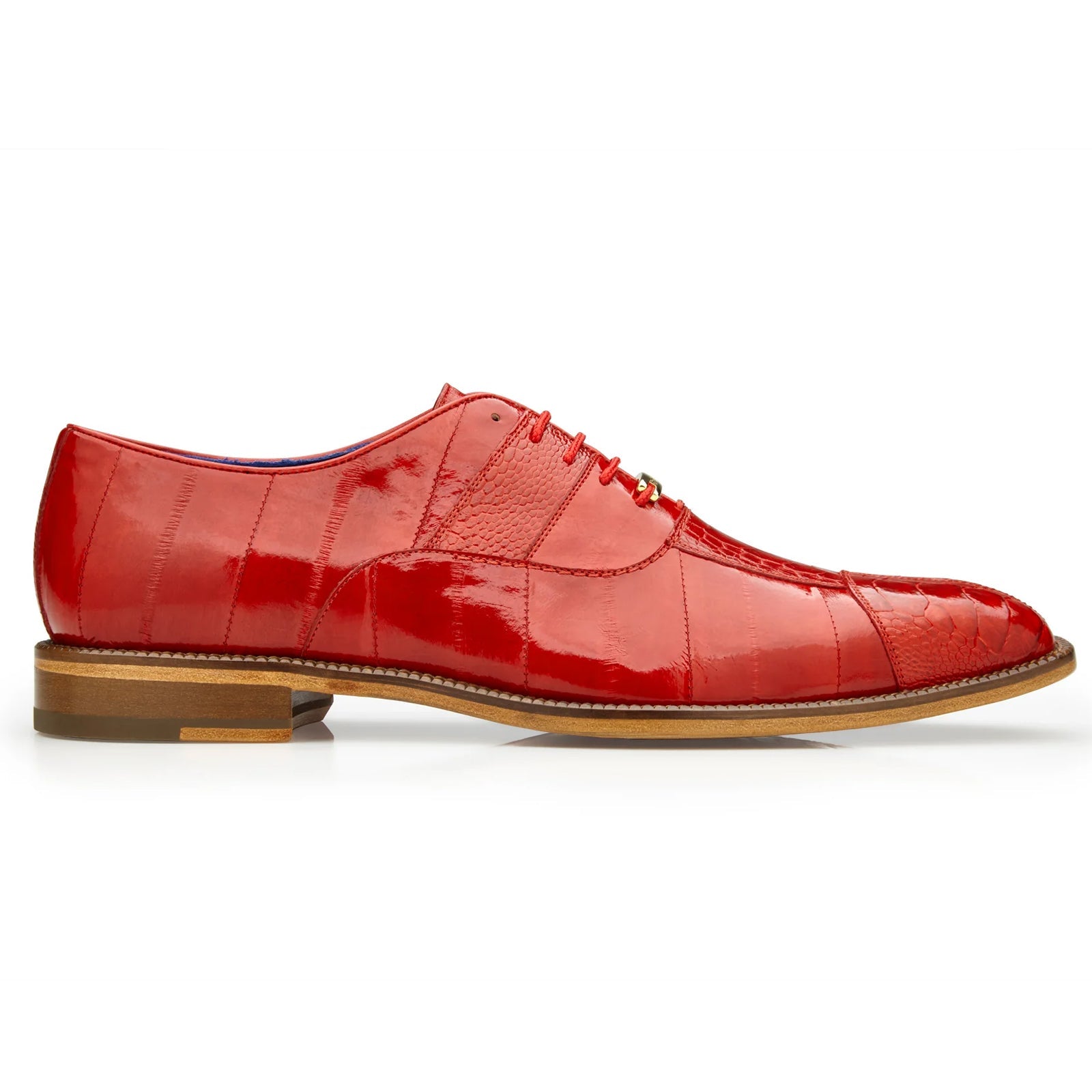 Men’s Belvedere Mare Ostrich Leg & Eel Skin Dress Shoe in Red