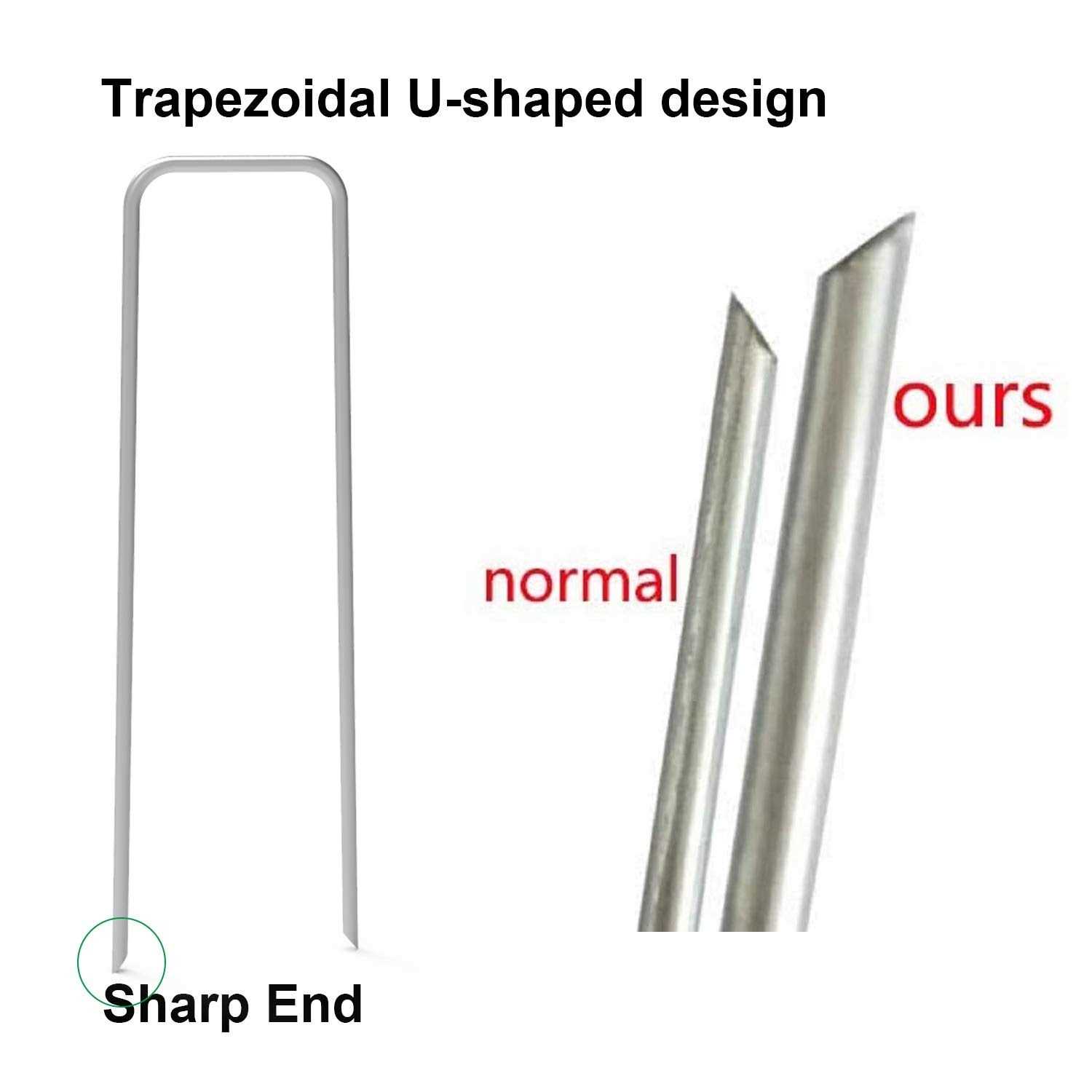 Aagut Garden Stakes Pins Landscape Staples 100 Pack 6 Inch 11-gauge Galvanized Lawn Stake for Dog Fence