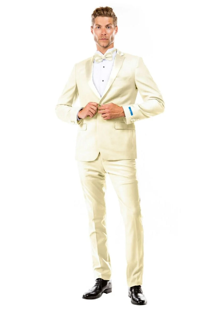 Men’s Two Button Slim Fit Wedding & Prom Tuxedo in Ivory