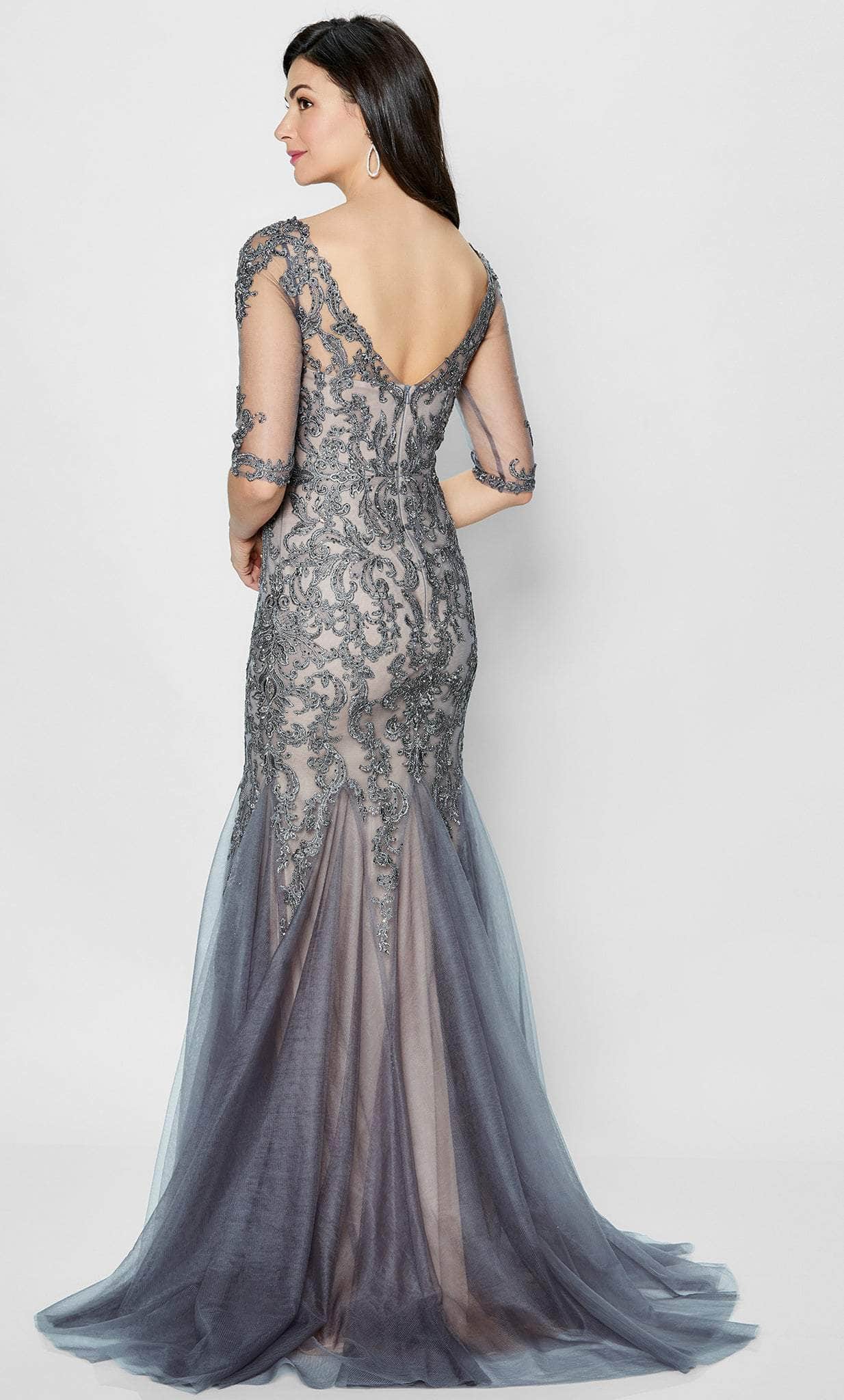 Lace Scoop Neck Evening Gown