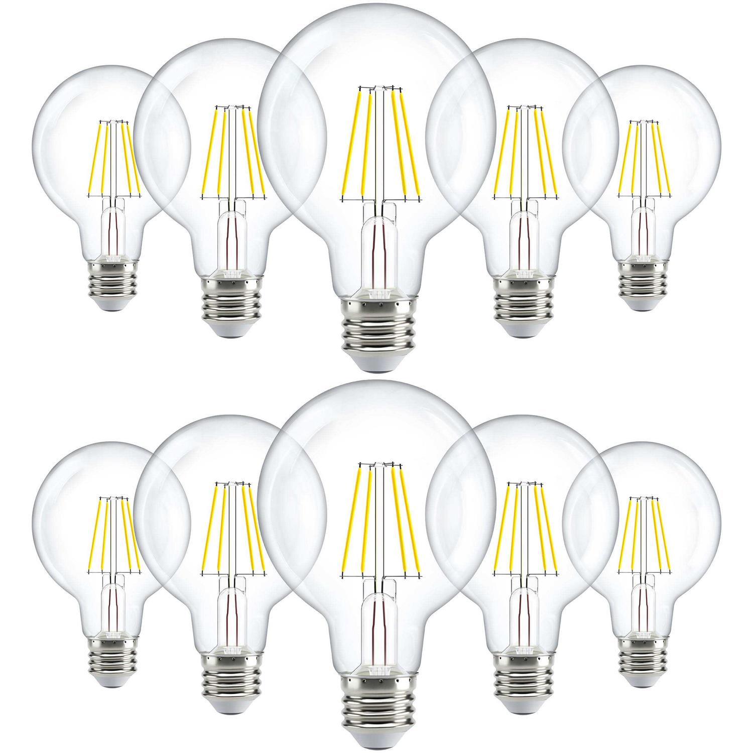 Sunco Lighting Sunco 10 Pack G25 Globe Light Bulbs LED Edison Vanity Light Bulbs for Bathroom