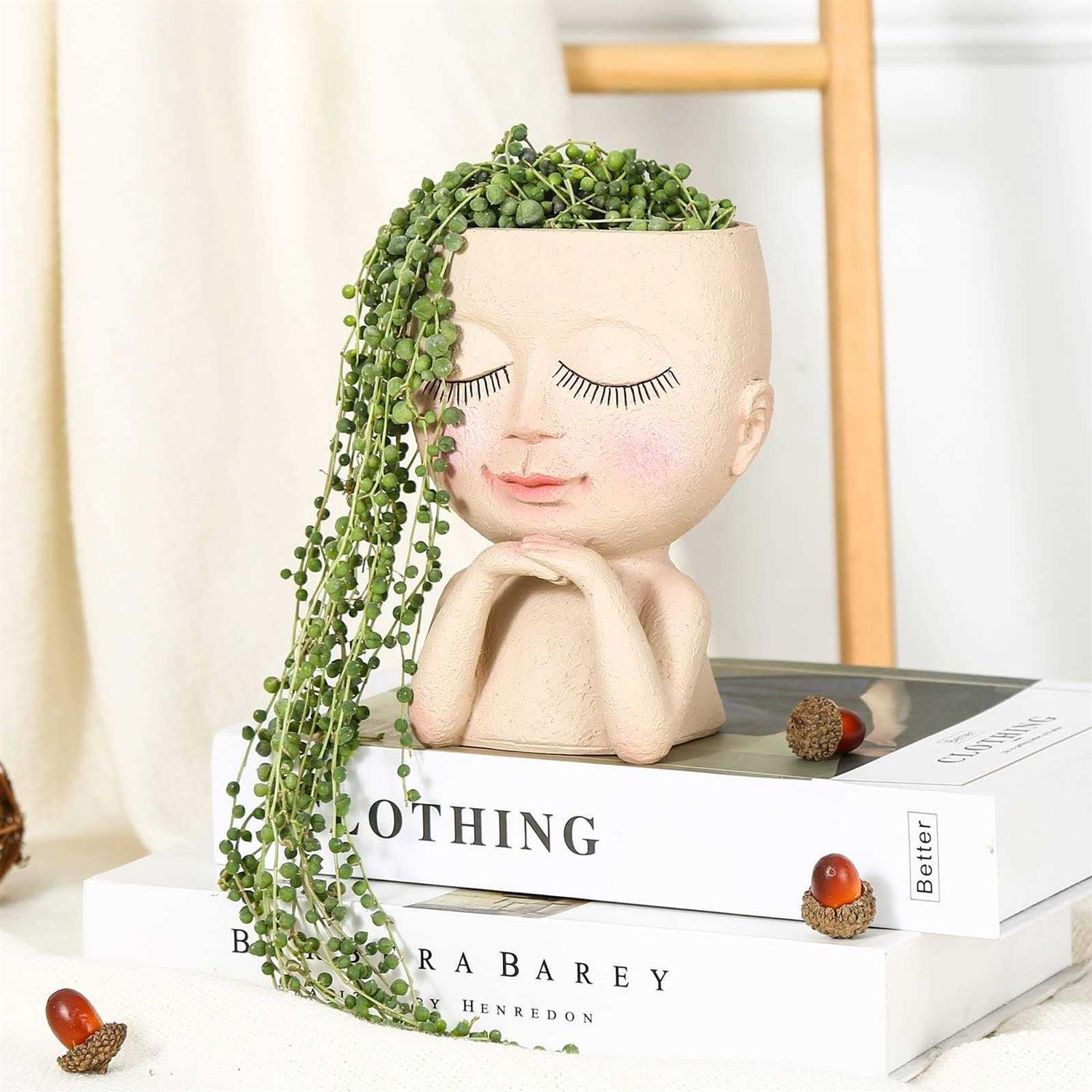 ZJ Whoest Cute Succulent Planter Face Planter Flower Pot