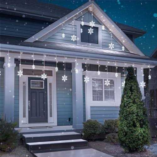Aulanto Christmas Lights Outdoor Snowflake Lights LED Snowflake Icicle Lights Waterproof Drops