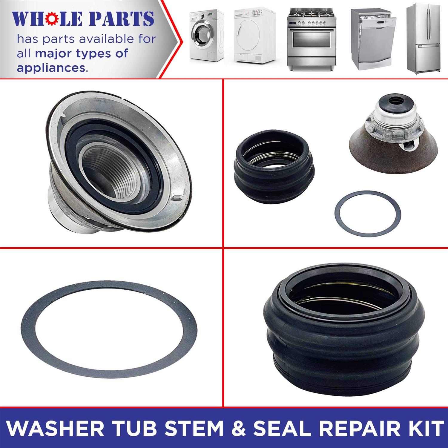 Whole Parts Washer Tub Stem & Seal Repair Kit Part # 6-2095720
