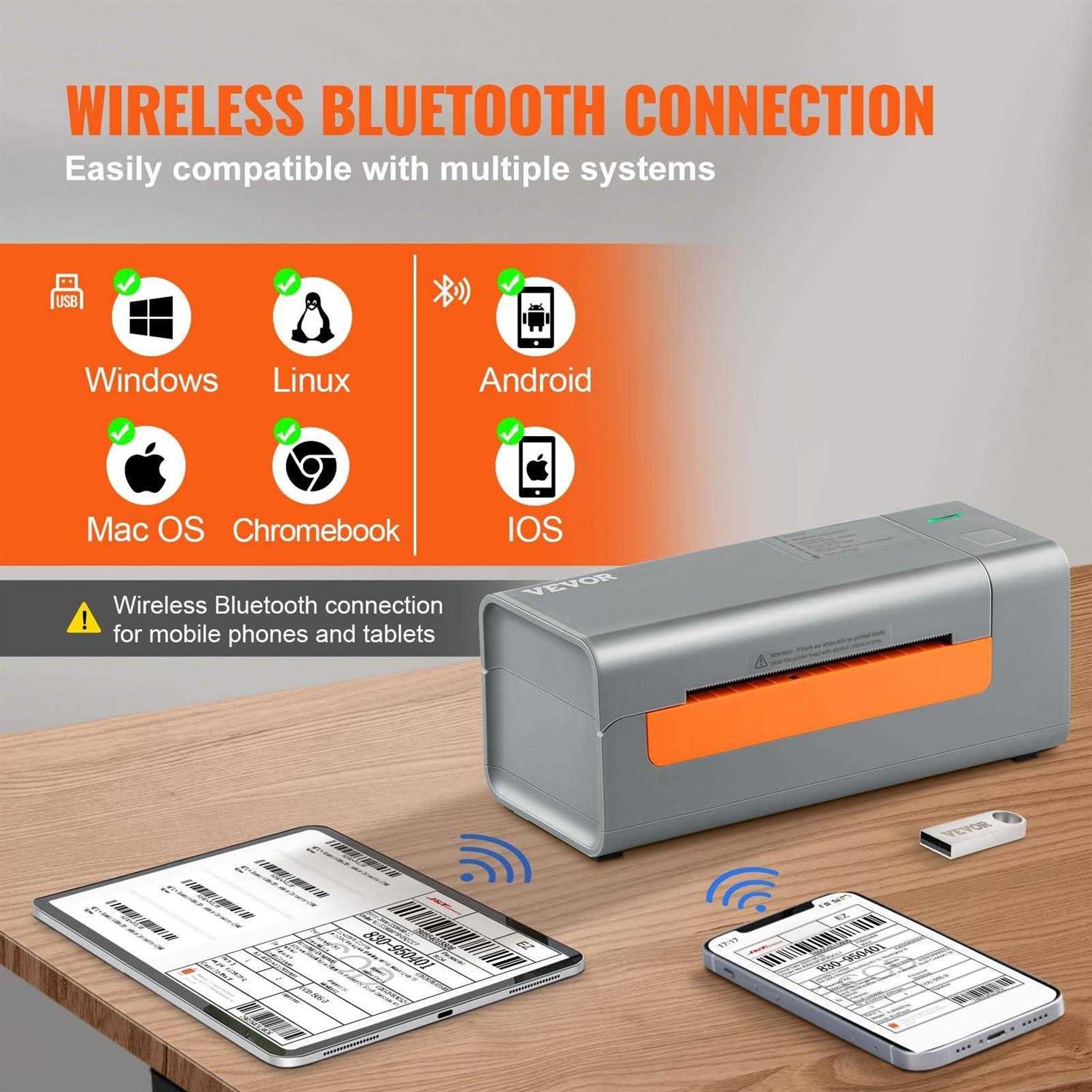 VEVOR Thermal Label Printer Shipping Label Printer for Width of 1.57