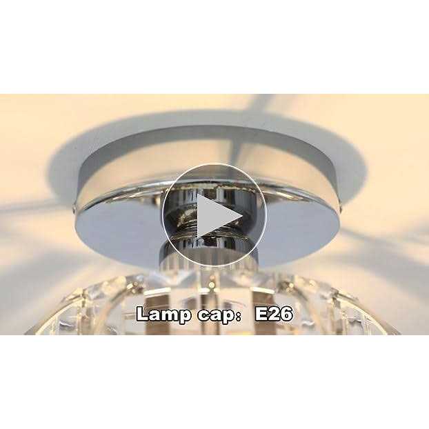 YYJLX Modern Semi Flush Mount ceiling Light Fixture E26 Mini crystal chandelier chrome Small ceiling Lamp for Entryway Bedroom B