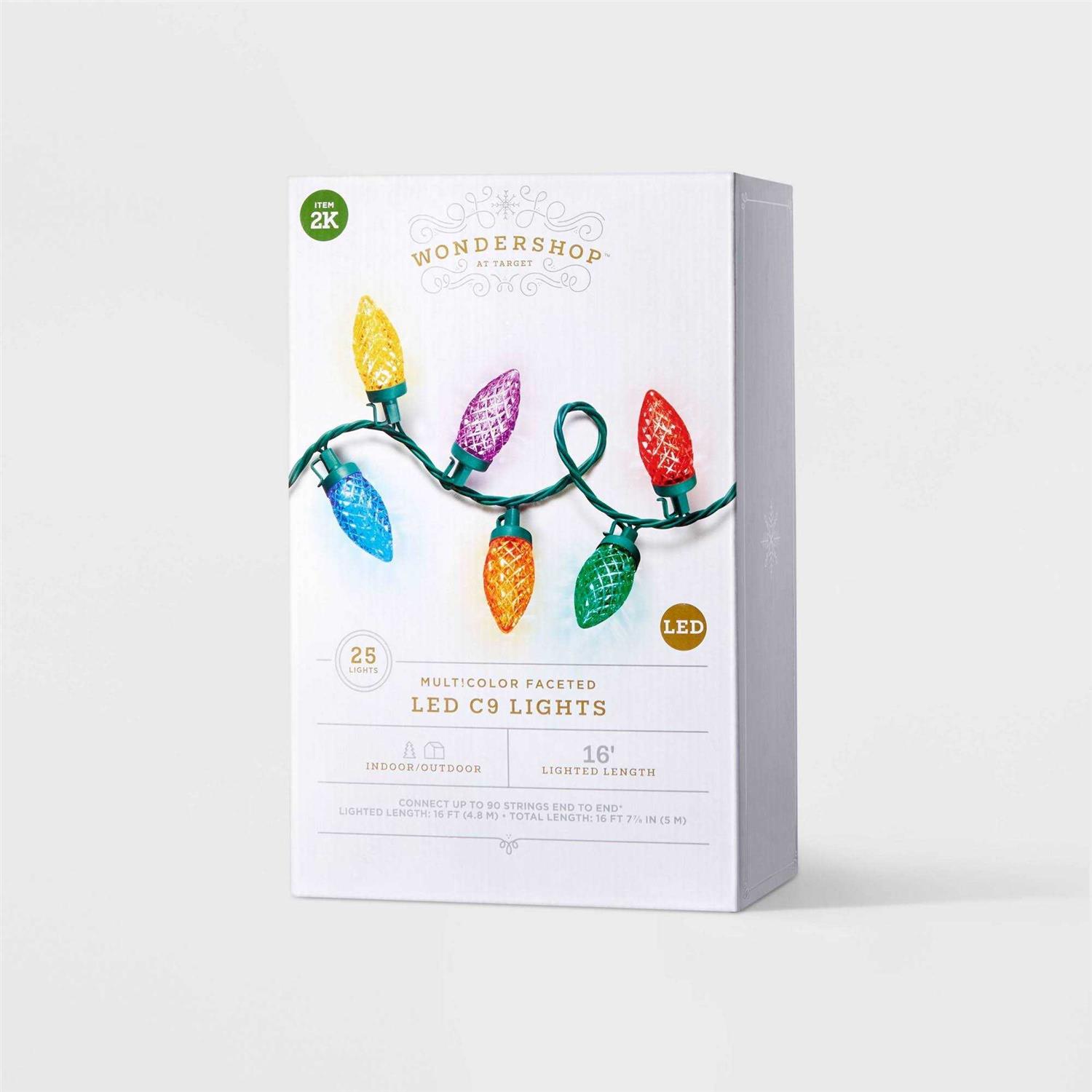 Wondershop LED C6 Faceted Christmas String Lights Green Wire