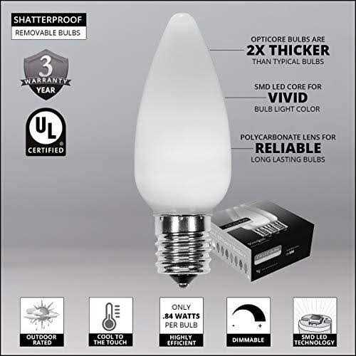 Wintergreen Lighting C9 Smooth OptiCore Commercial LED Christmas String Lights