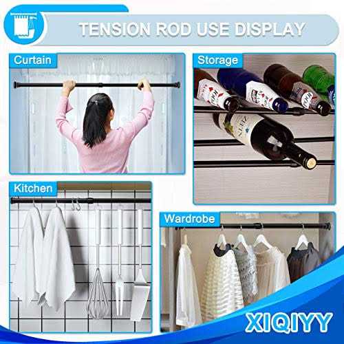 XIQIYY Strong Small Tension Rods 16 to 28 inches -upgrade Diameter 1inch Shower Curtain Rod Black