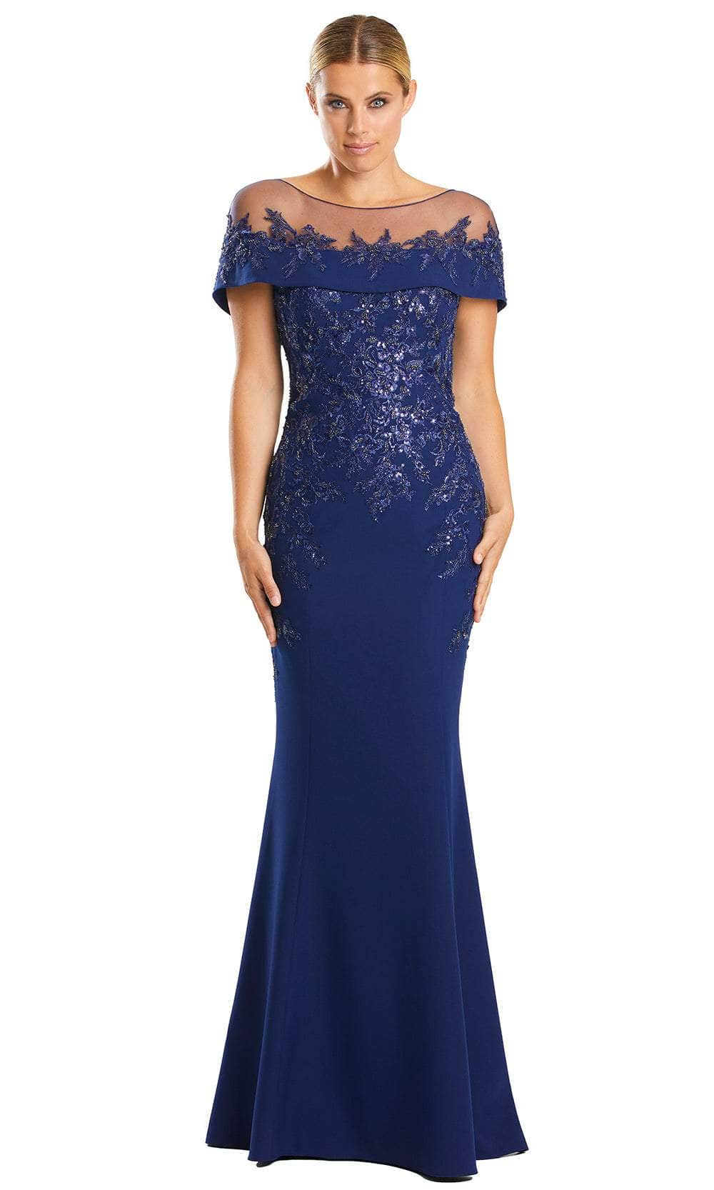 Embroidered Illusion Mother of the Bride Dress