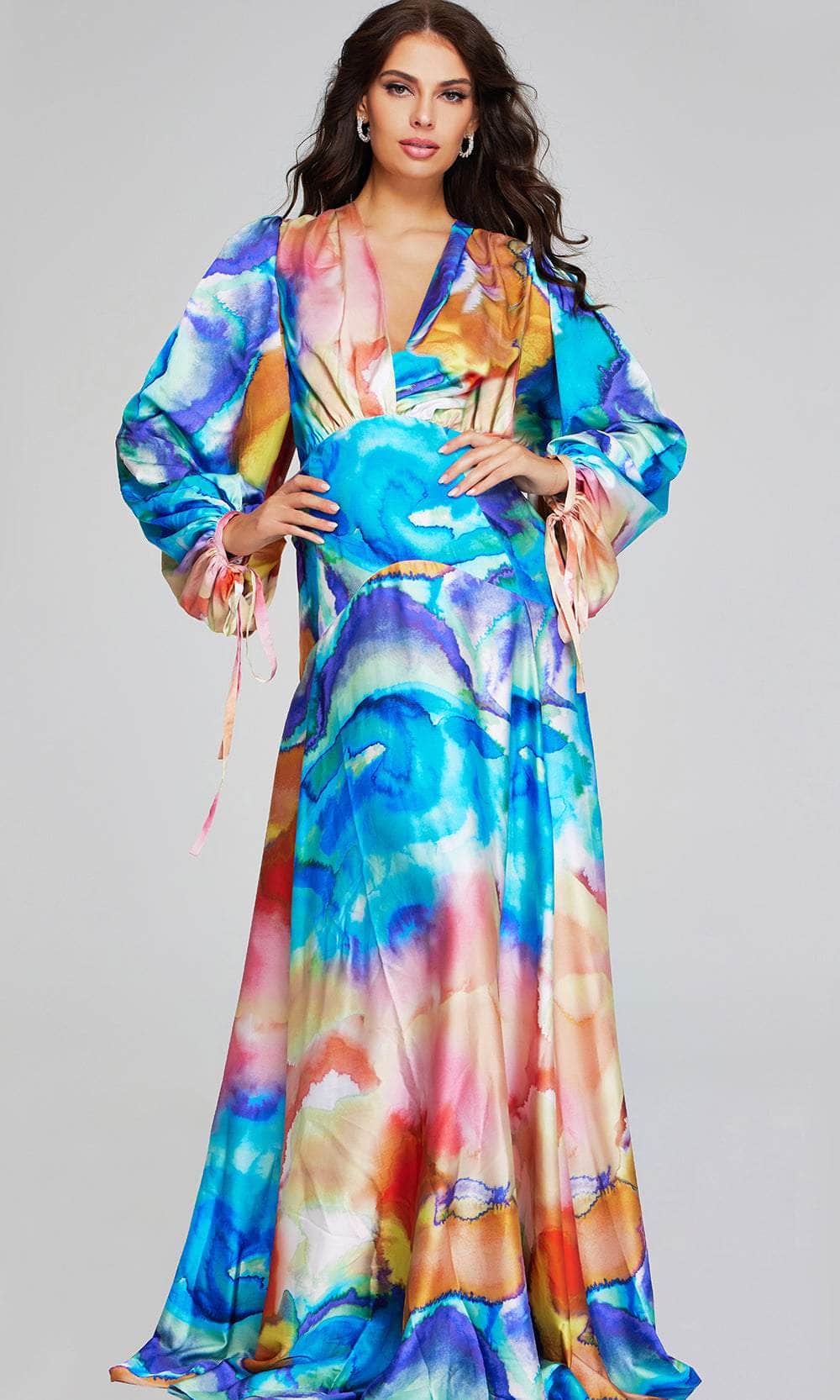 Surplice V-Neck Multicolor Evening Gown