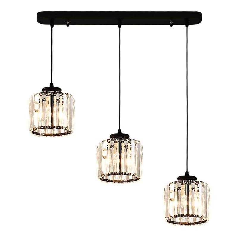 3-Lights Black Hanging Ceiling Light Mini Chandelier,Adjustable Farmhouse Pendant Ceiling Lights Fixtures