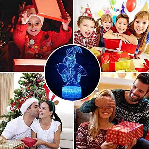 Superhero 3D Night Light,QIKI Spiderman Toys for Boys Fun Mens Gadget Gifts Ideas