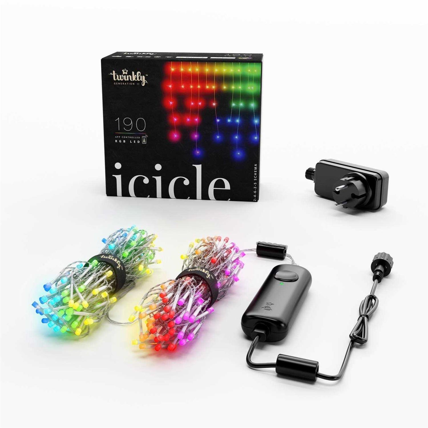 Twinkly Icicle App-Controlled Smart LED Christmas Lights 190 RGB
