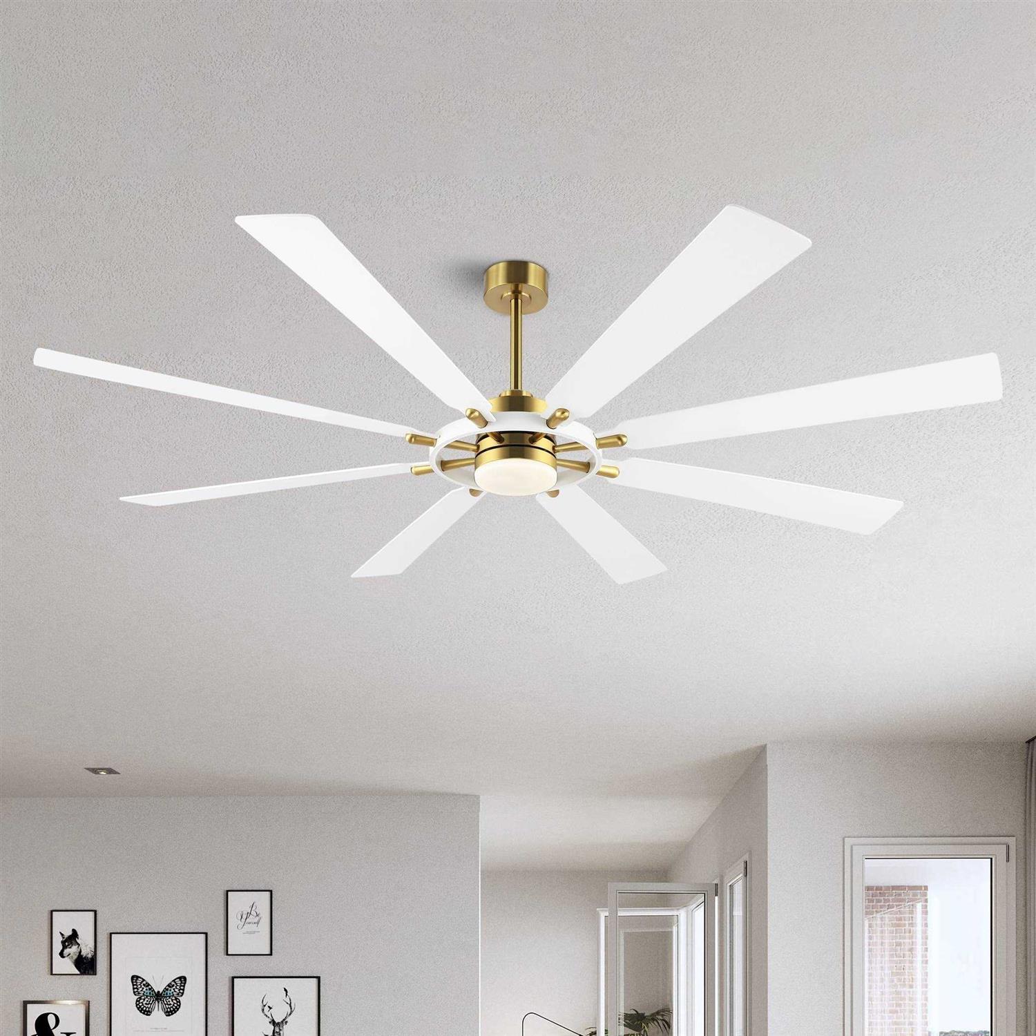 WINGBO 8 Blades LED Indoor Black and Ceiling Fan with Remote