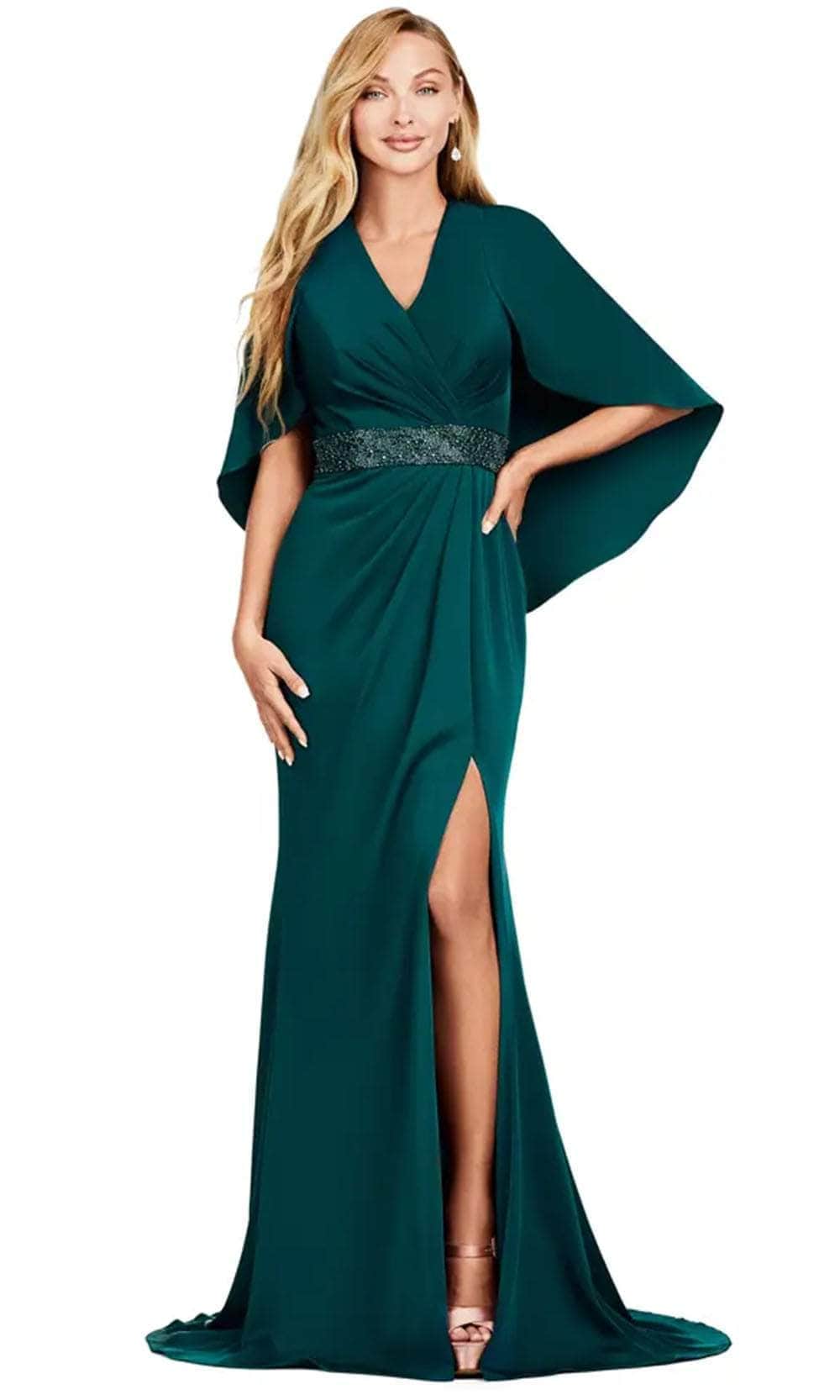 Cape V Neck Gown