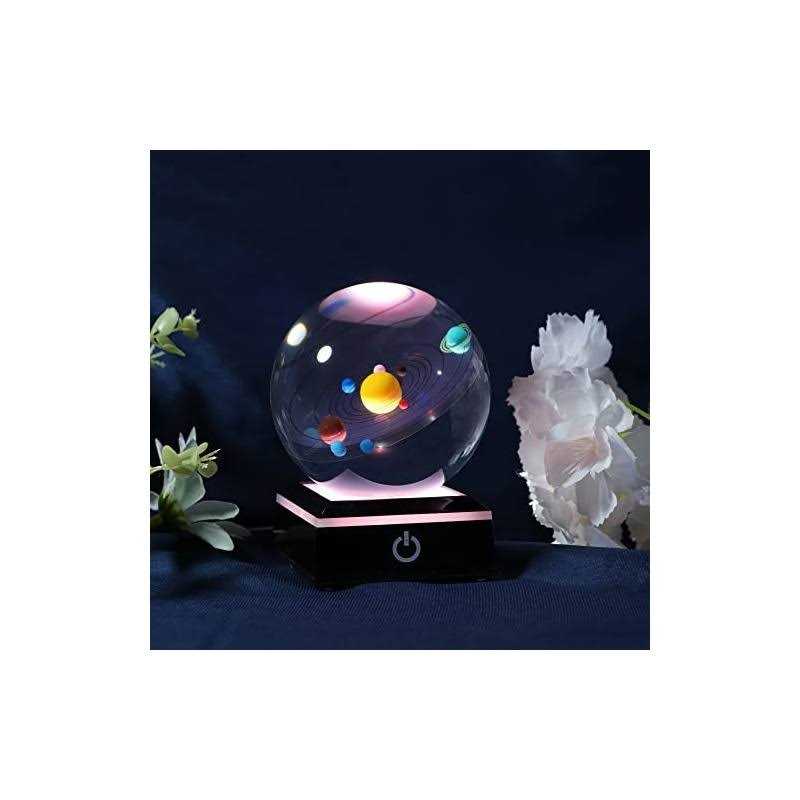 3D Crystal Ball with Solar System Model and LED lamp Base