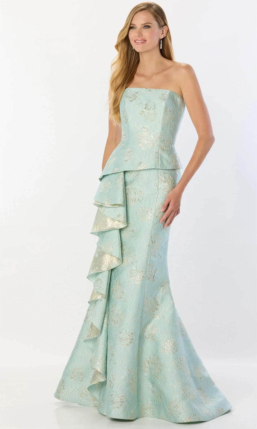 Strapless Ruffled Detail Mother of the Bride Dress