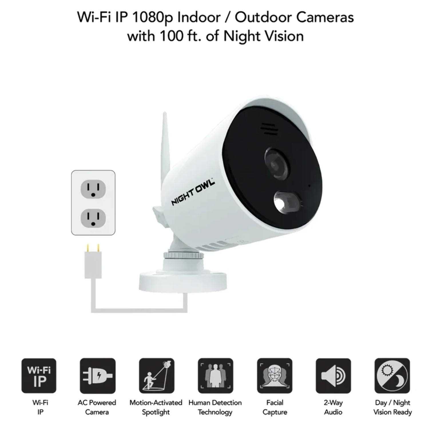 WNIP21L-6-B 10 Channel 1080p Wi-Fi NVR with 1TB Hard Drive and 6 Wi-Fi IP 1080p HD Spotlight Cameras with 2-Way Audio