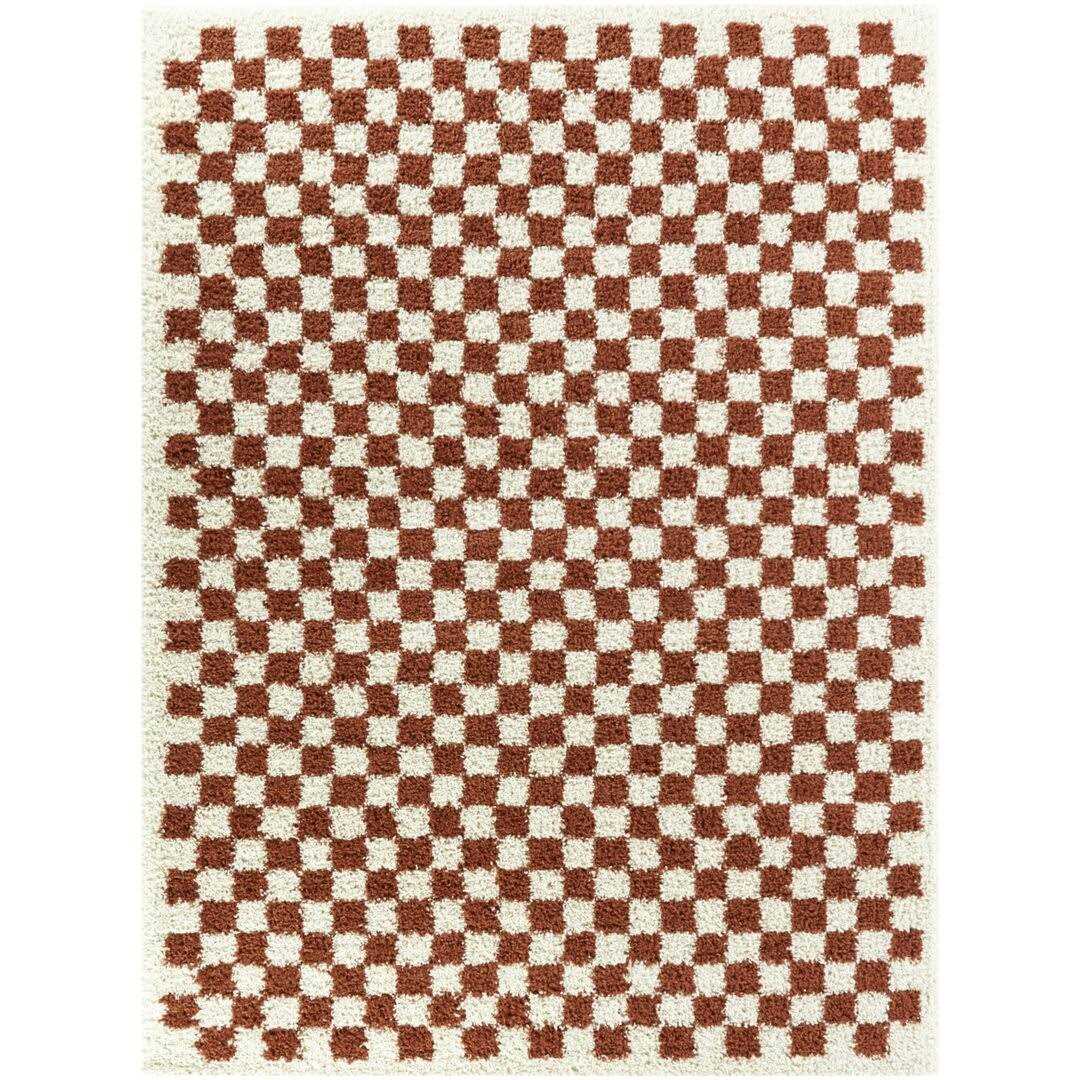 Walker Checkered Cream Shag Area Rug AllModern Rug