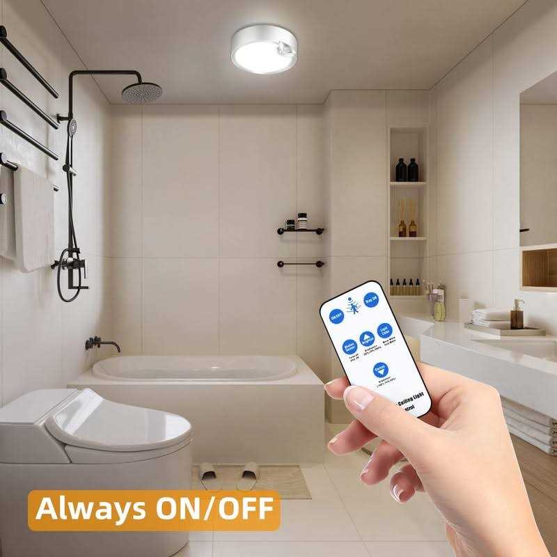 Yurnero Battery Operated Lights with Remote-Wireless Motion Sensor Ceiling Light with 400LM Dimmable 3000K/6000K-Battery Powered Ceiling Light