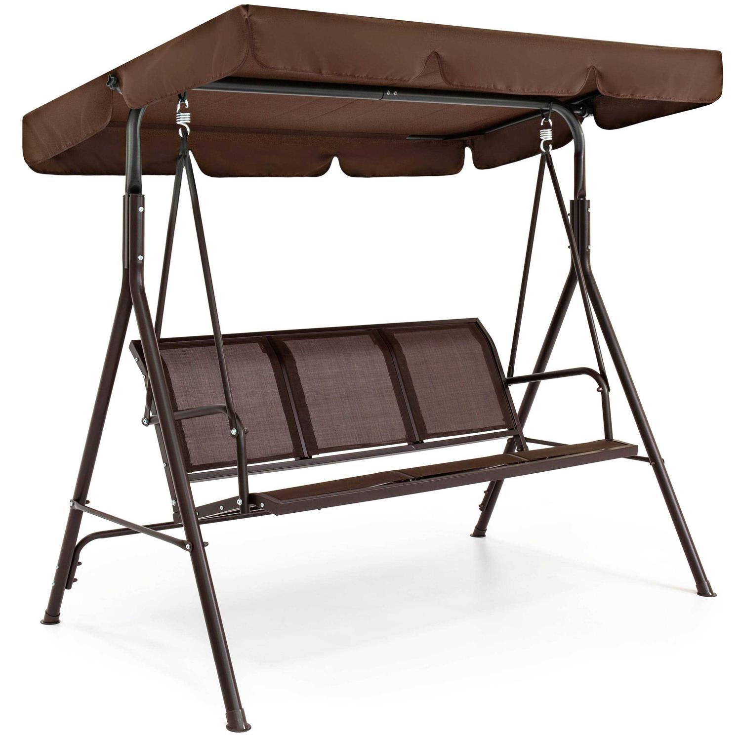 Best Choice Products 2-Seater Outdoor Adjustable Canopy Swing Glider Patio Bench w/ Textilene