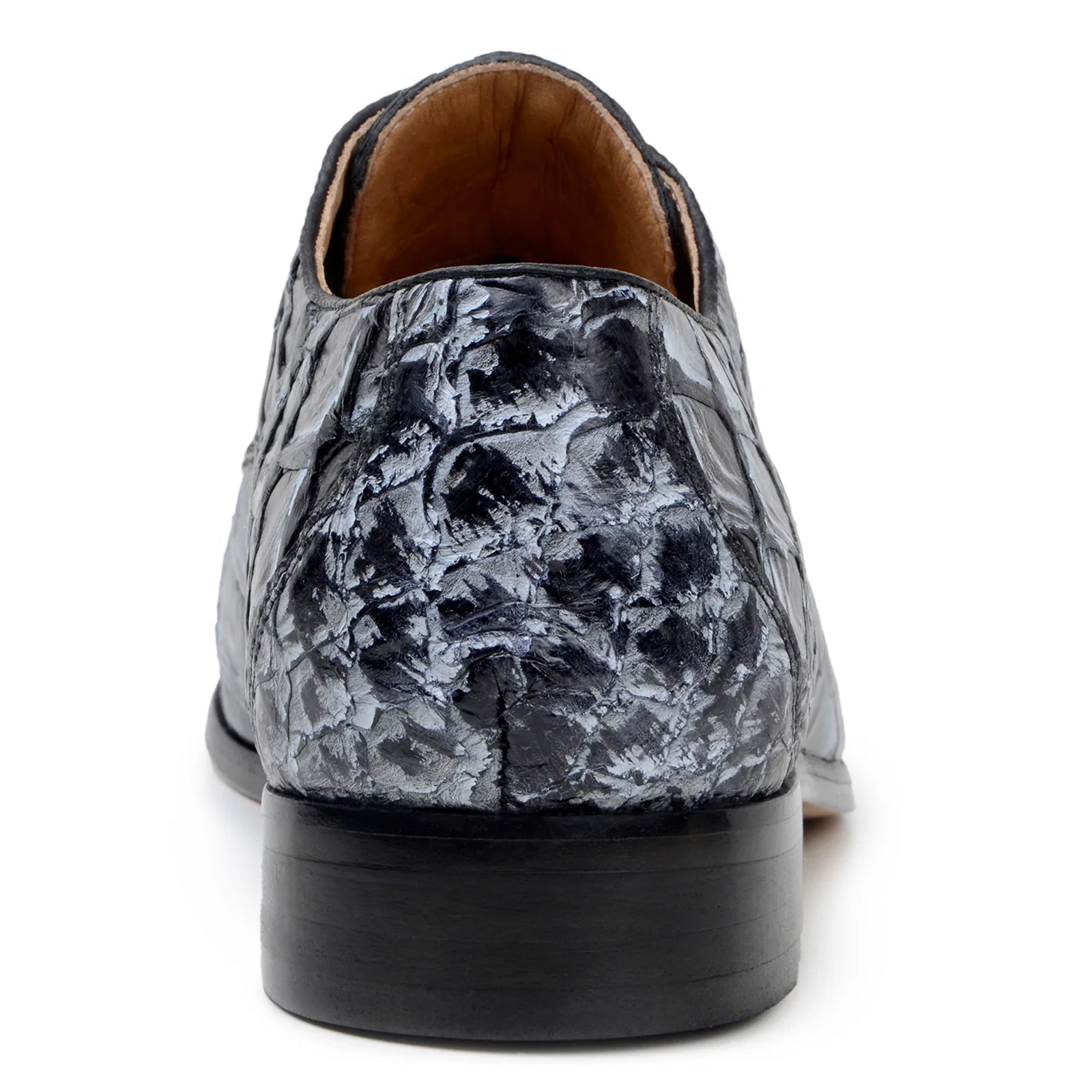 Men’s Belvedere Renzo Genuine Pirarucu Lace Up Derby Dress Shoe in Ivory & Black