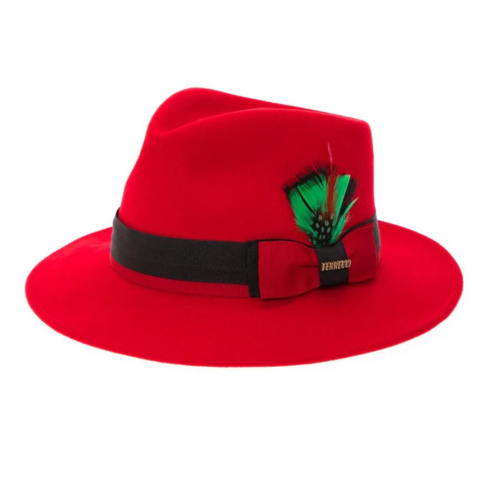Men’s Classic Two Tone Fedora Dress Hat in Red & Black