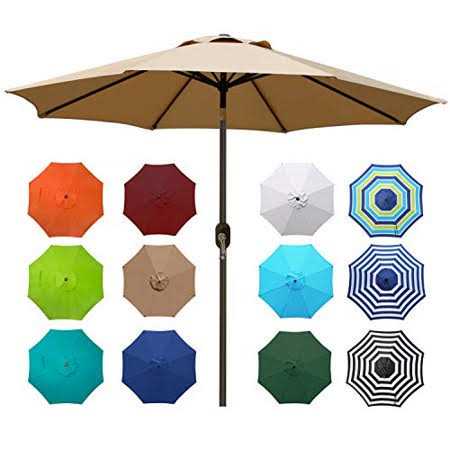 Blissun 9′ Outdoor Market Patio Umbrella with Push Button Tilt and Crank
