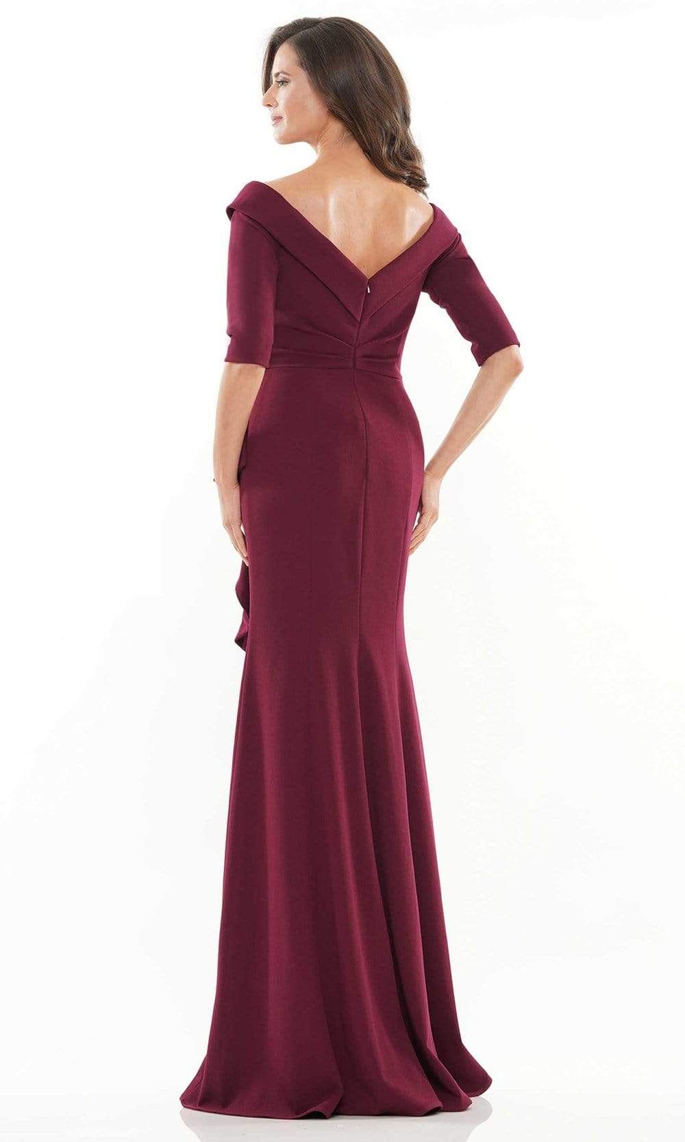 RD2733 Quarter Sleeve Brooch Drape Gown