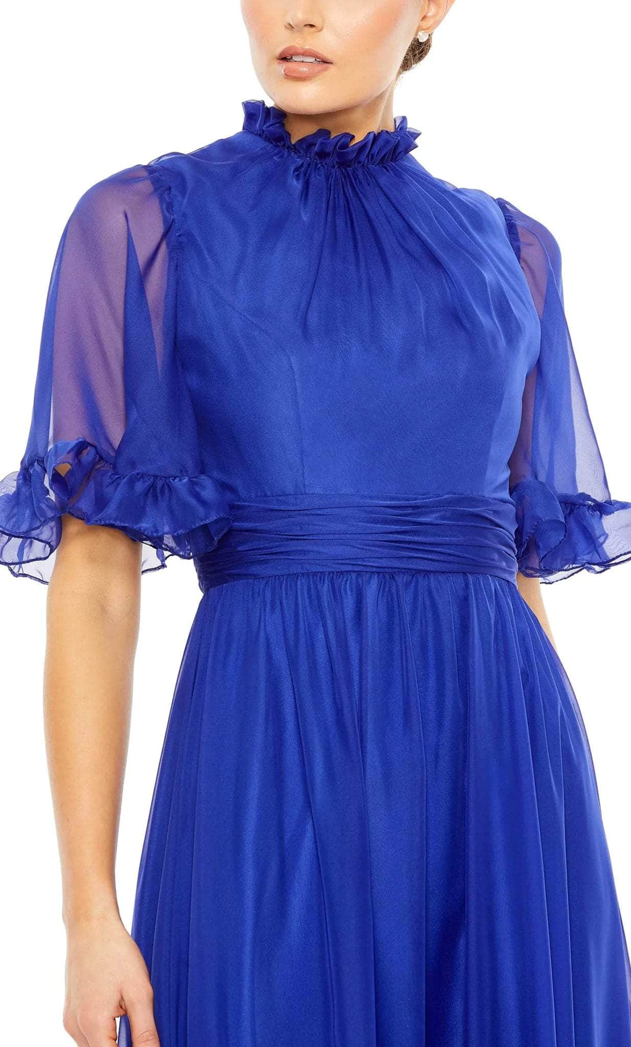 High Neck Short Flatter Sleeve Prom Dress