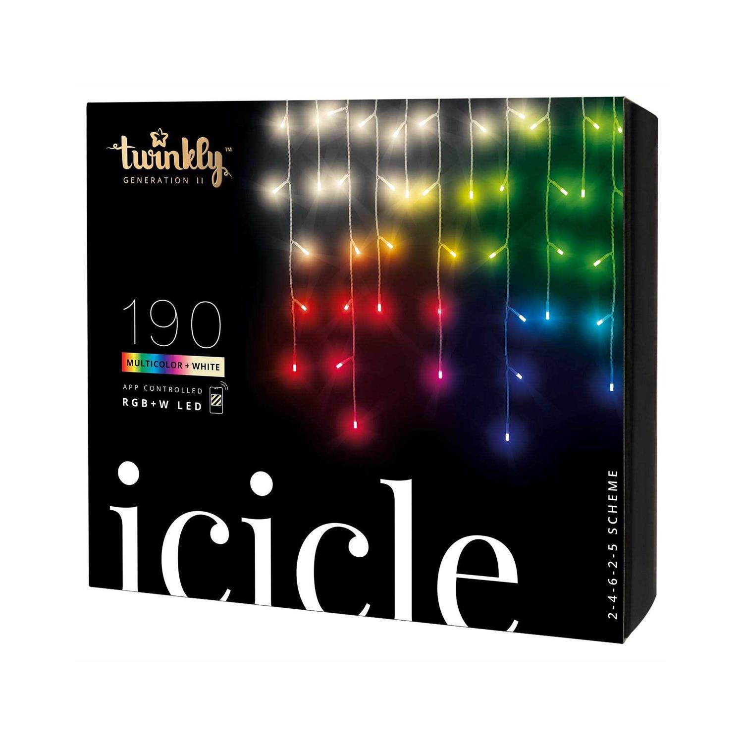 Twinkly 190 Rgbw LED App-Controlled Icicle Lights