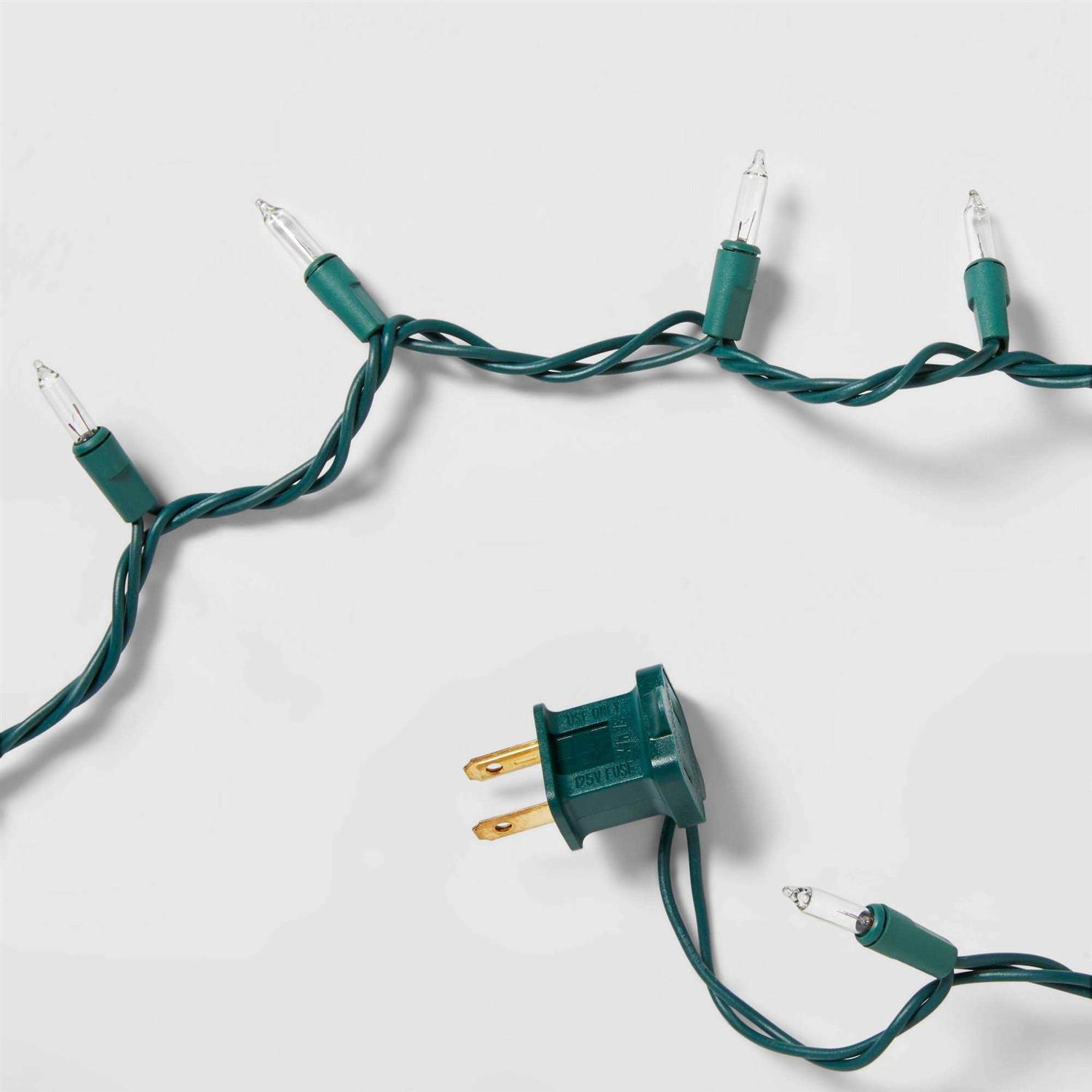 Wondershop 100ct Incandescent Smooth Mini Christmas String Lights Green Wire