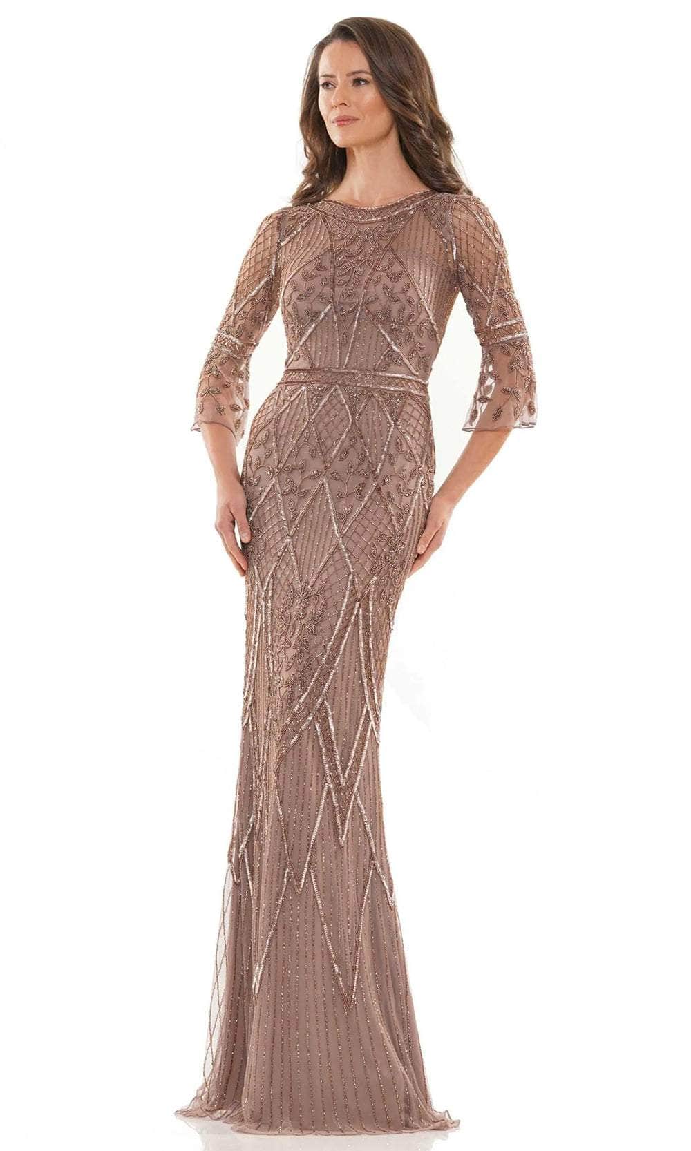 Beaded Bell Sleeve Evening Dress