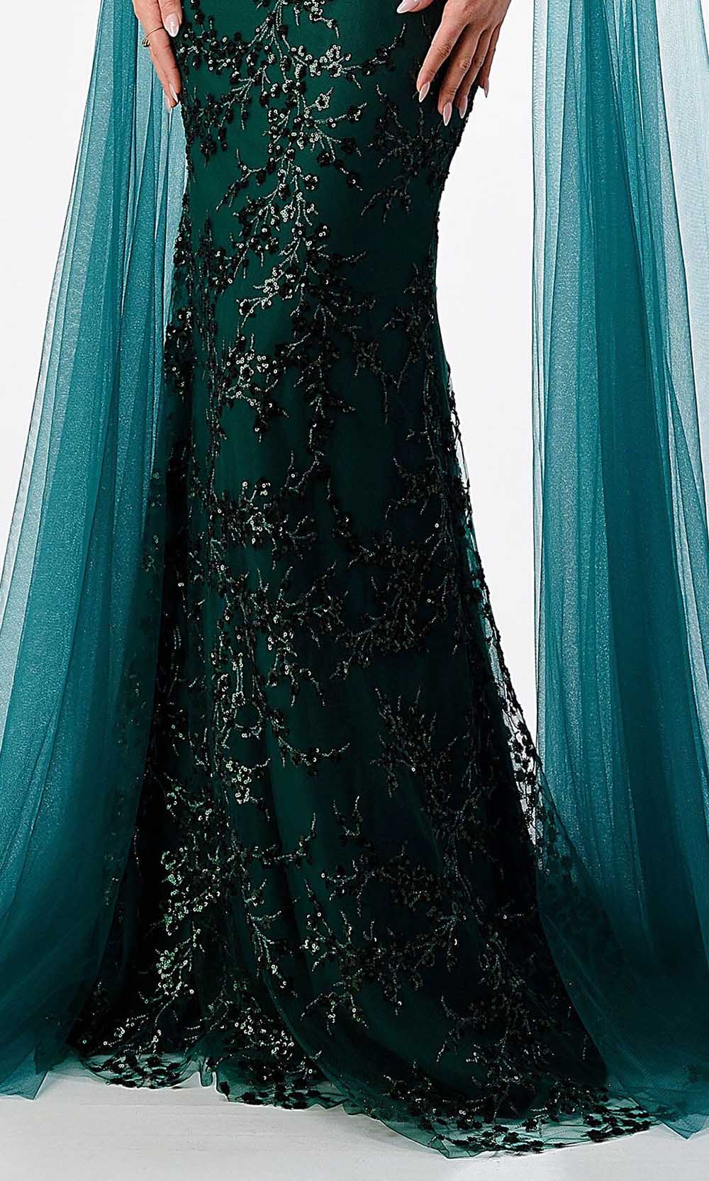 Cape Sleeve Mermaid Evening Gown
