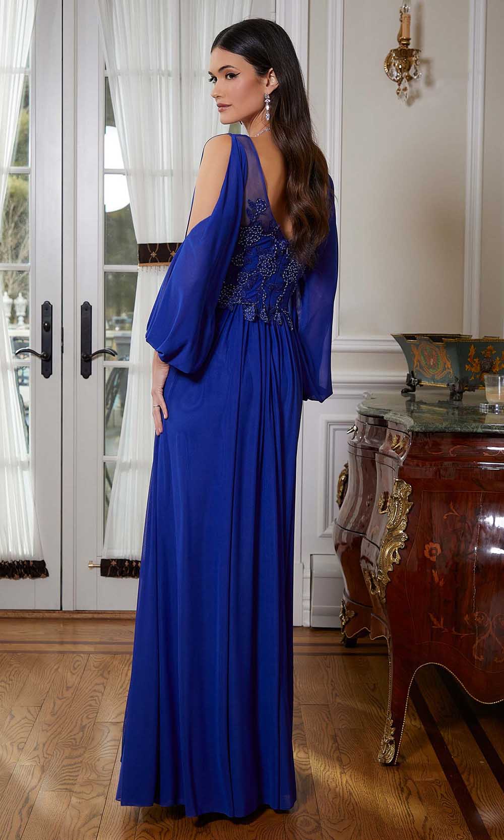 Split Bishop Sleeve Evening Gown