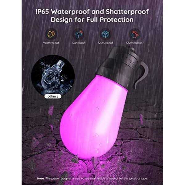 96ft Govee Smart Outdoor String Lights with RGBIC Warm White LED Bulbs