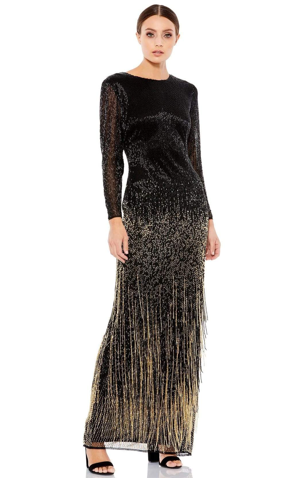 93584 Conservative Beaded Evening Gown