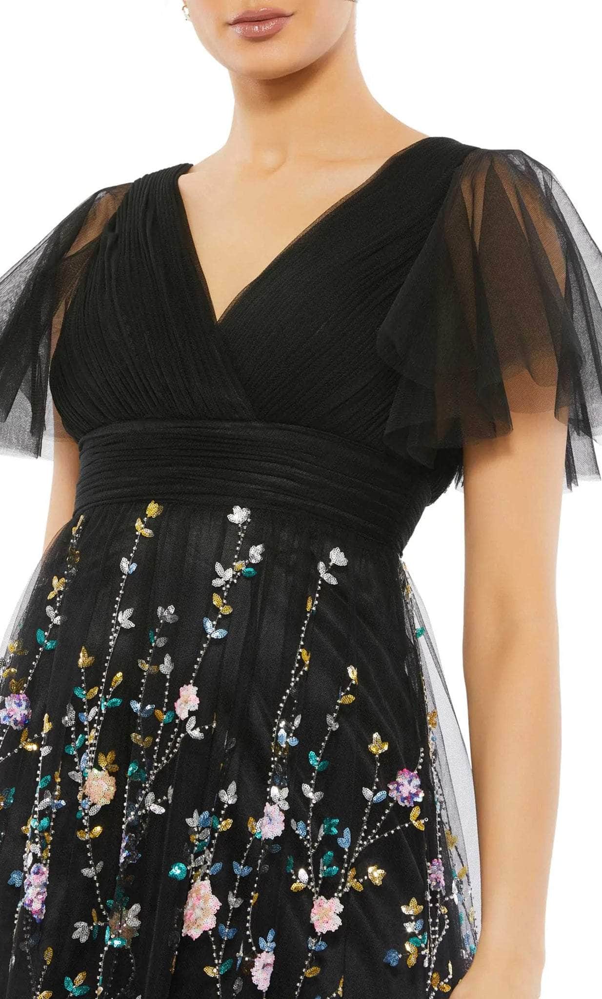 Short Sleeve Floral Printed Evening Dress