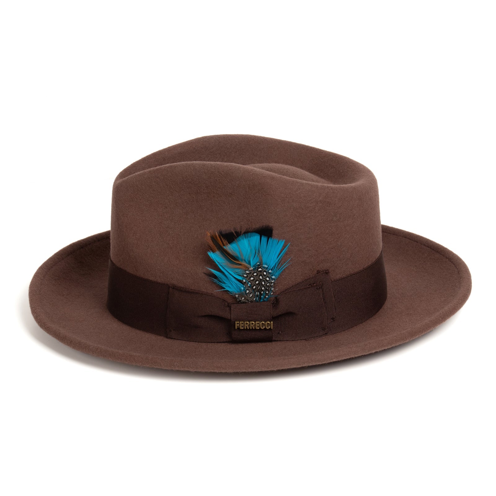 Mens Classic Wool Fedora Dress Hat in Brown