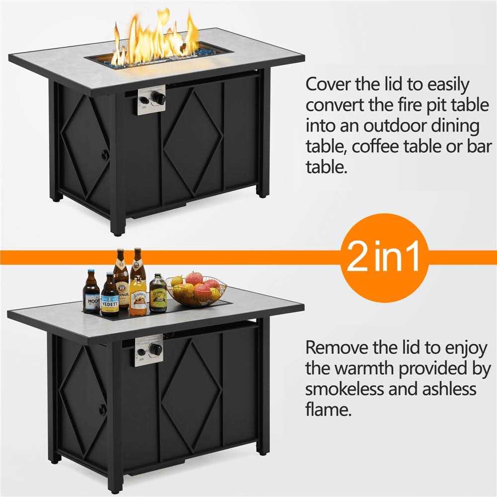 Topeakmart 43in Propane Firepit Table with Water-resistant Cover