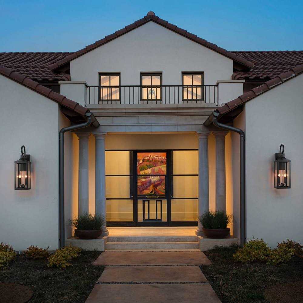 True Fine Jefferson 2-Light 25.7 in. Black Large Outdoor Wall Lantern Sconce Light TD40021OT