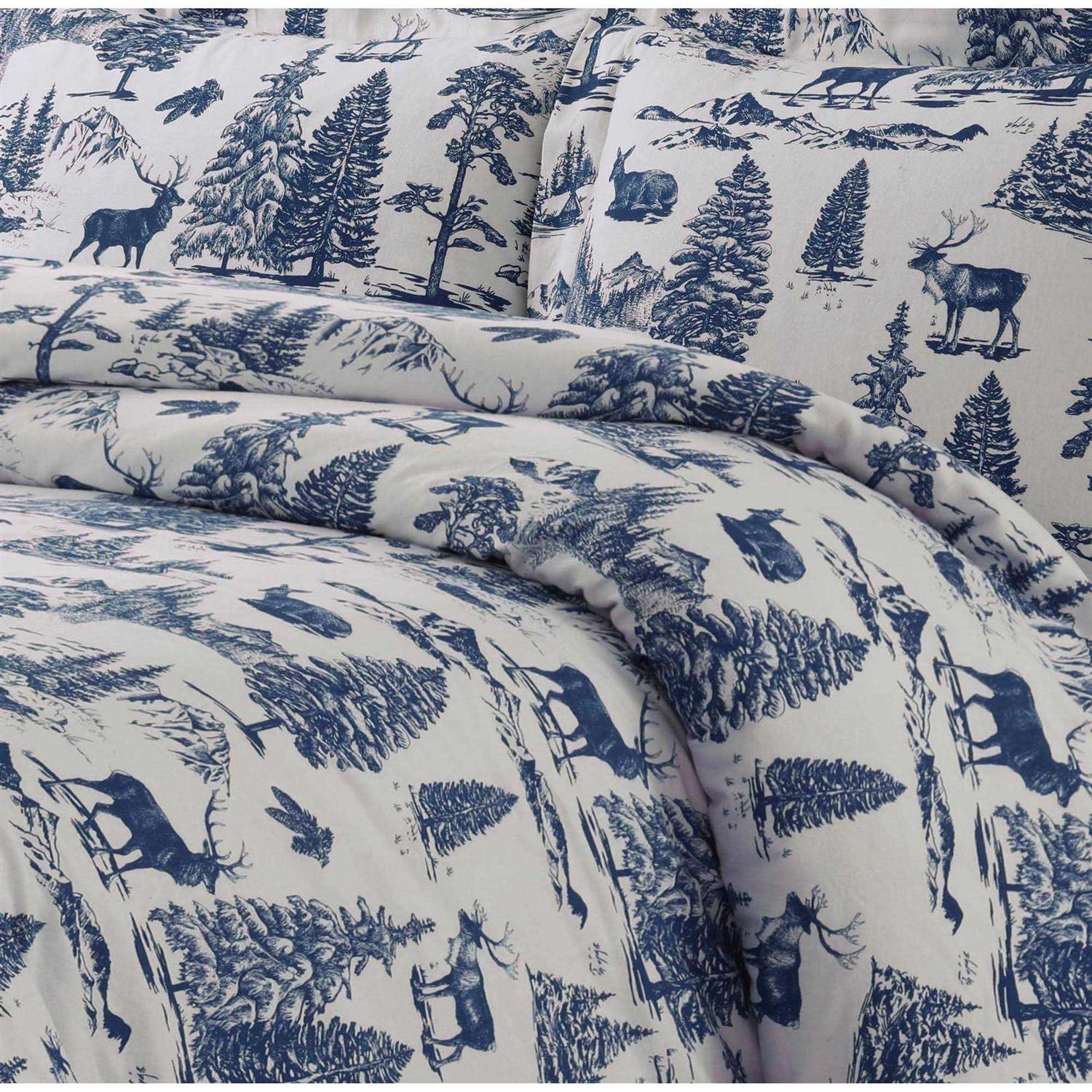 Tribeca Living 200-GSM Heavyweight Flannel Printed Oversized Duvet Cover Set
