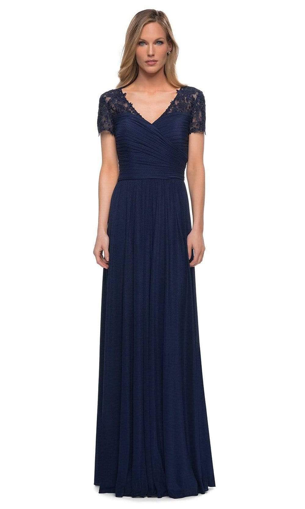 V-Neck Ruched Evening Dress 29772SC