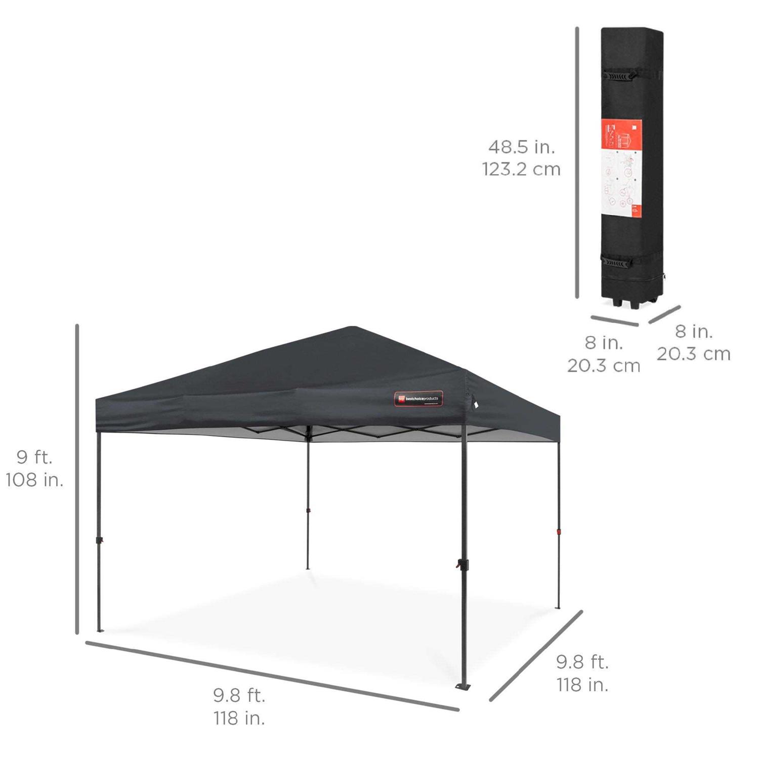 Best Choice Products 10x10ft Easy Setup Pop Up Canopy Instant Portable Tent w/ 1-Button PUSH