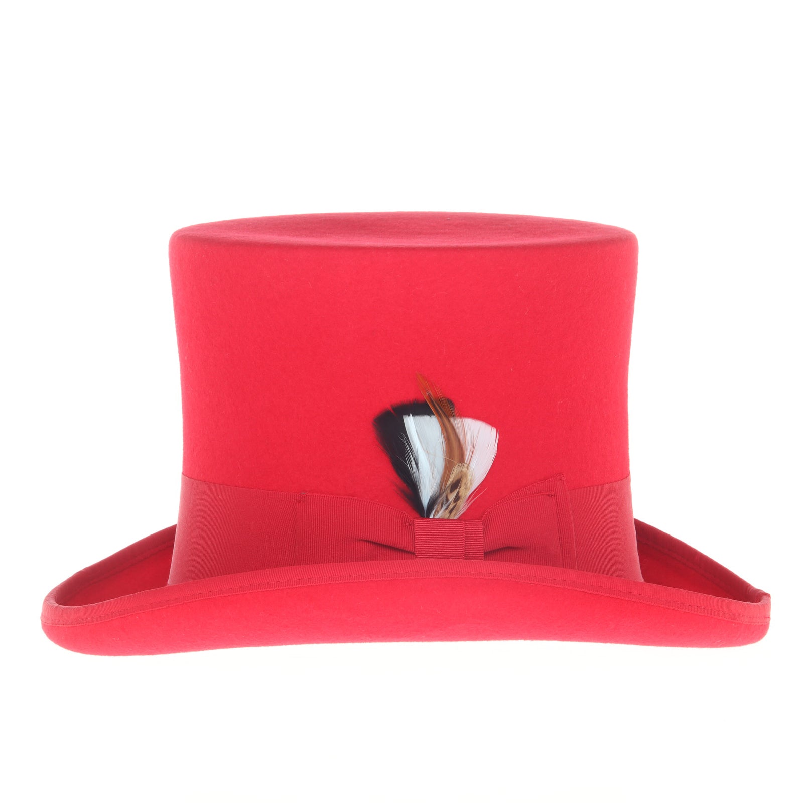 Men’s Tall 100% Wool Dress Top Hat in Red