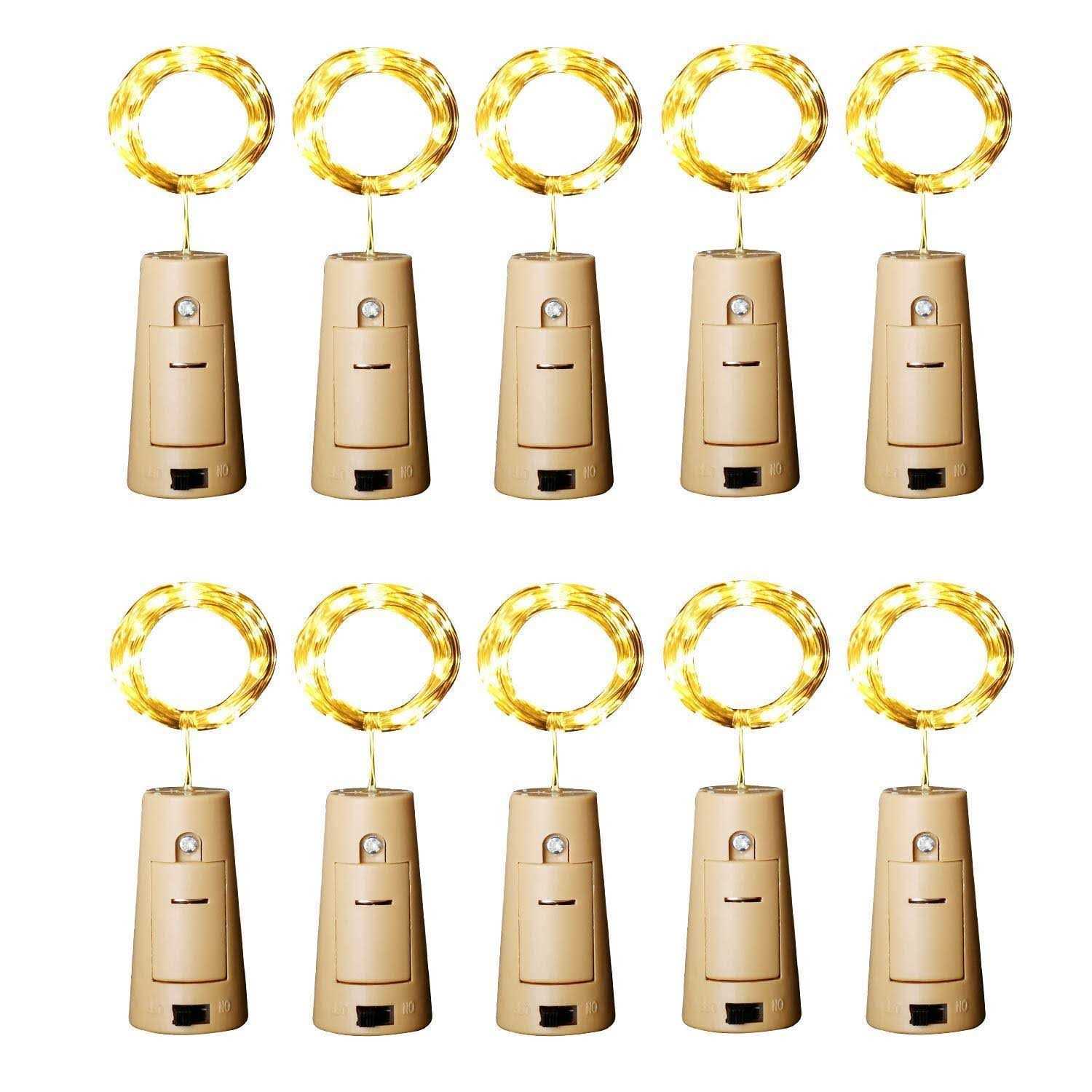 Aluan Wine Bottle Lights with Cork 12led 10 Pack Bottle Lights Battery Cork Lights for Wine Party Wedding Christmas
