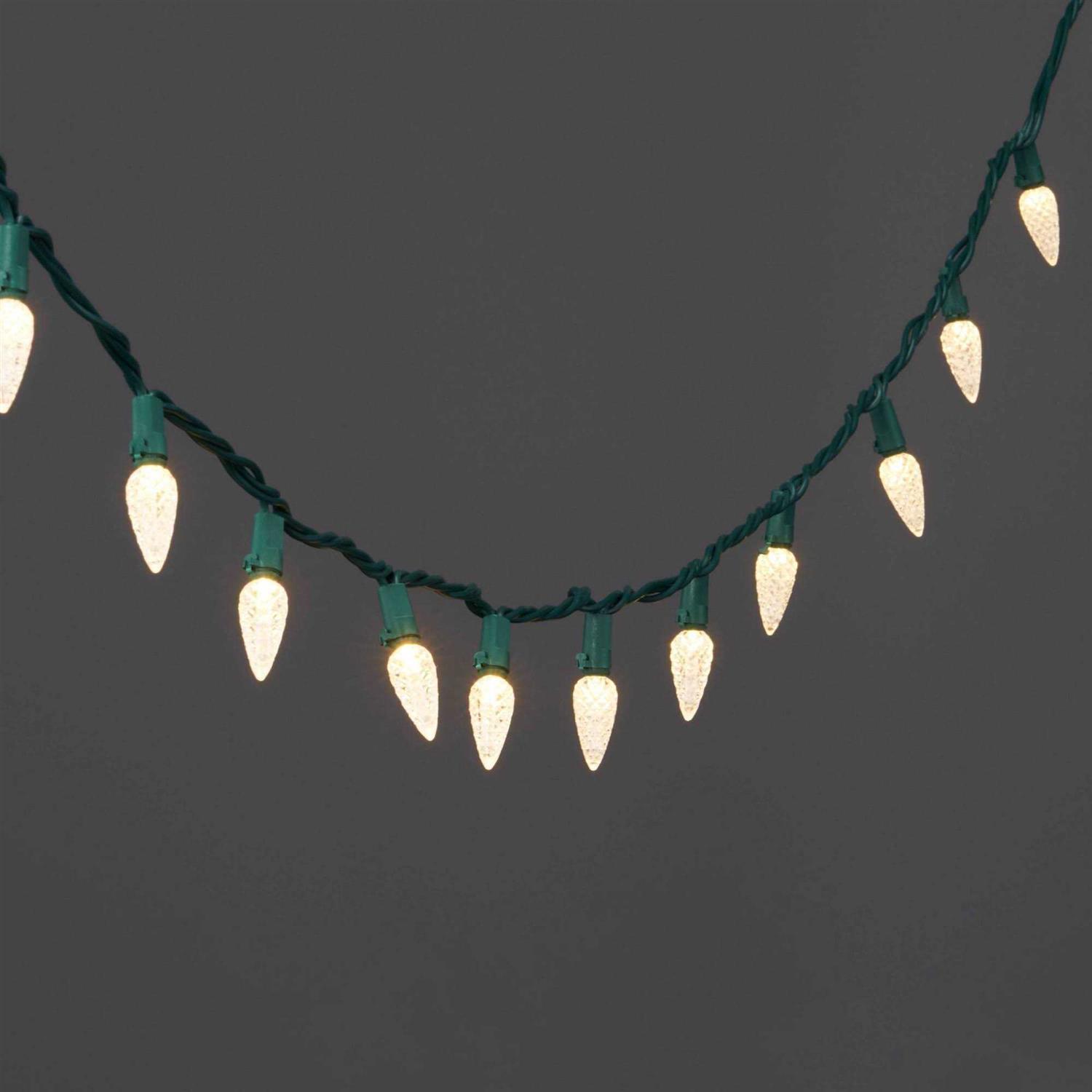 Wondershop LED C6 Faceted Christmas String Lights Green Wire