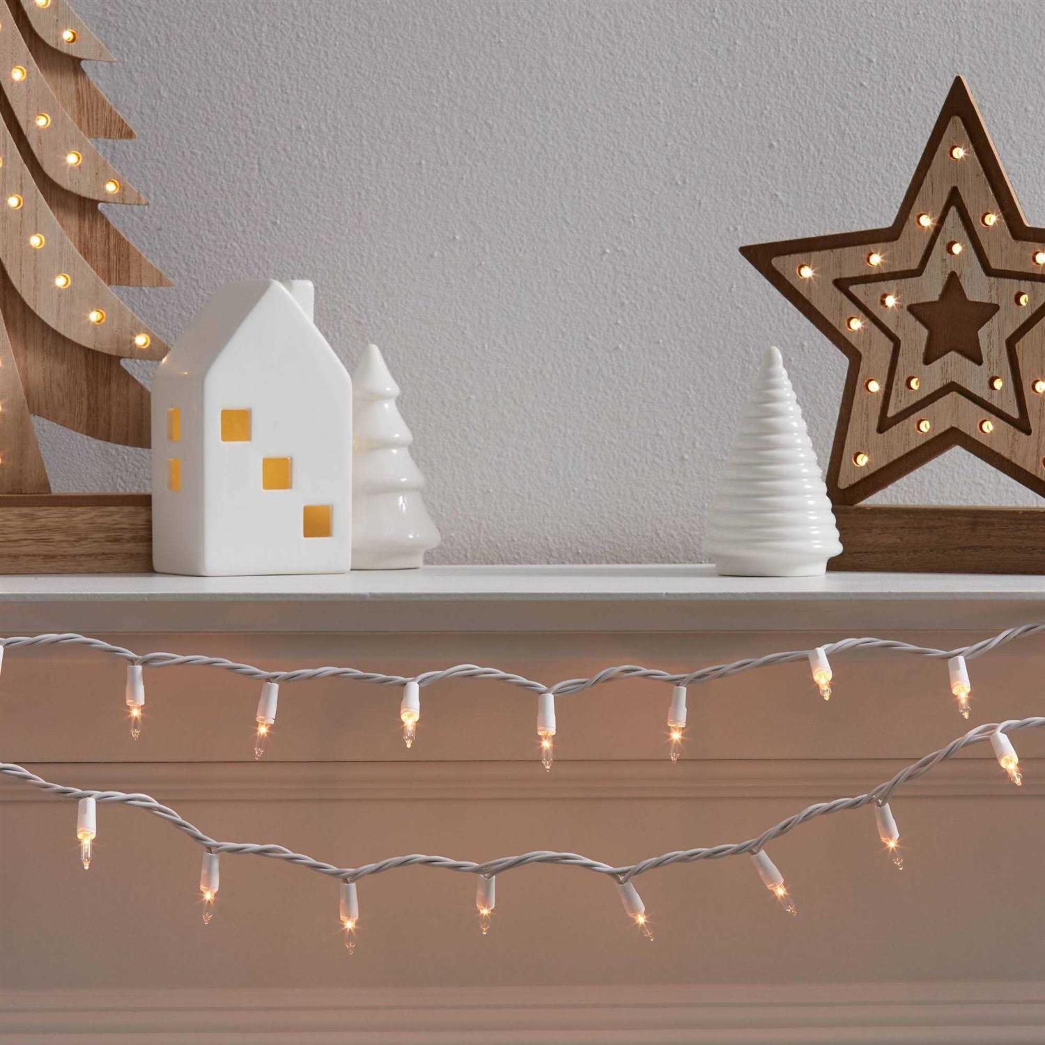 Wondershop 100ct Incandescent Smooth Mini Christmas String Lights Clear with White Wire