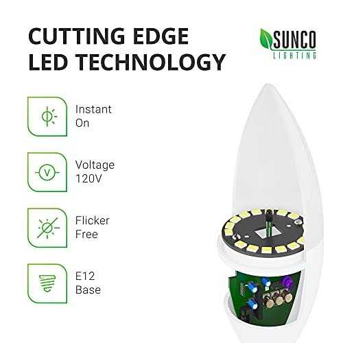 Sunco Lighting Sunco Dusk to Dawn Light Bulb Outdoor Candelabra LED B11